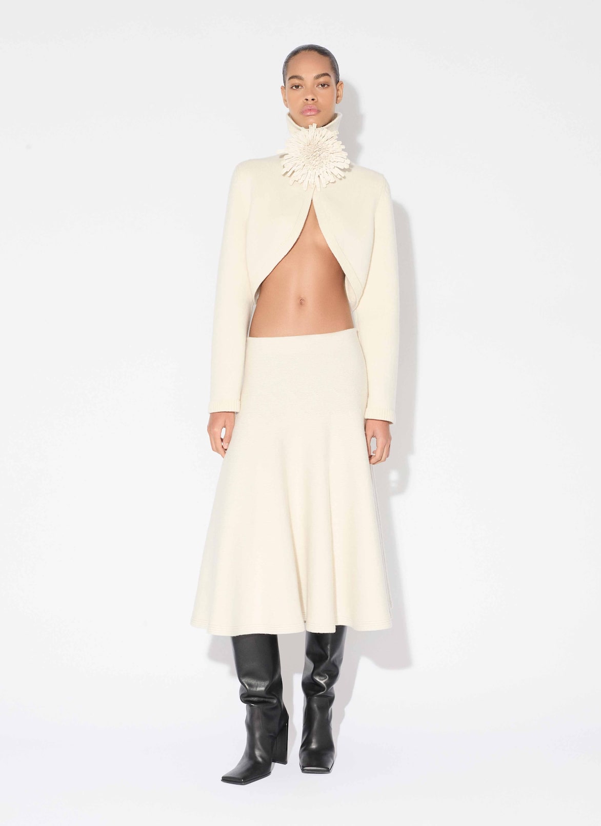 CASHMERE KNIT FLARE SKIRT ALAÏA WHITE CASHMERE KNIT FLARE SKIRT